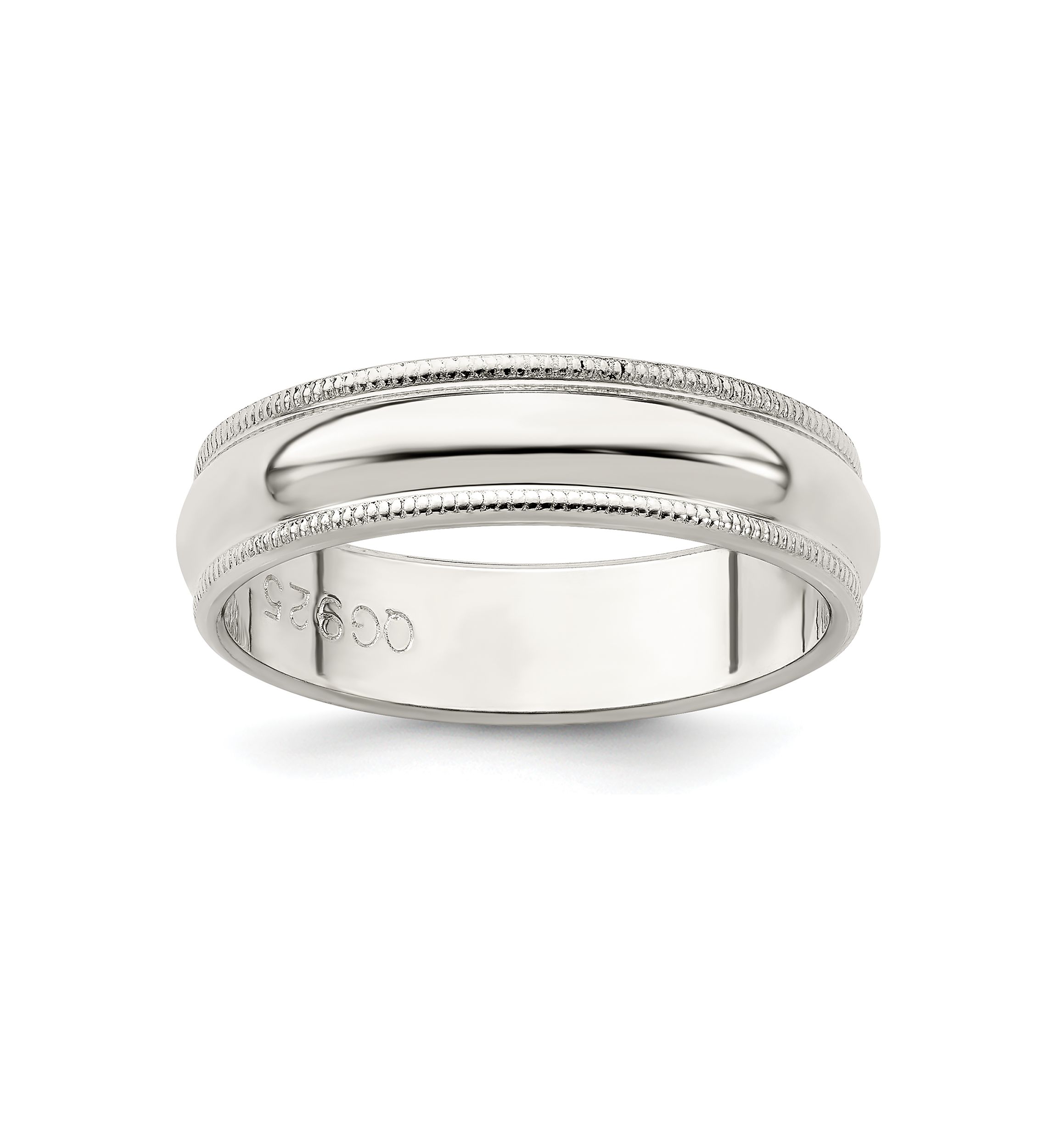 Sterling Silver Half Round Milgrain Band