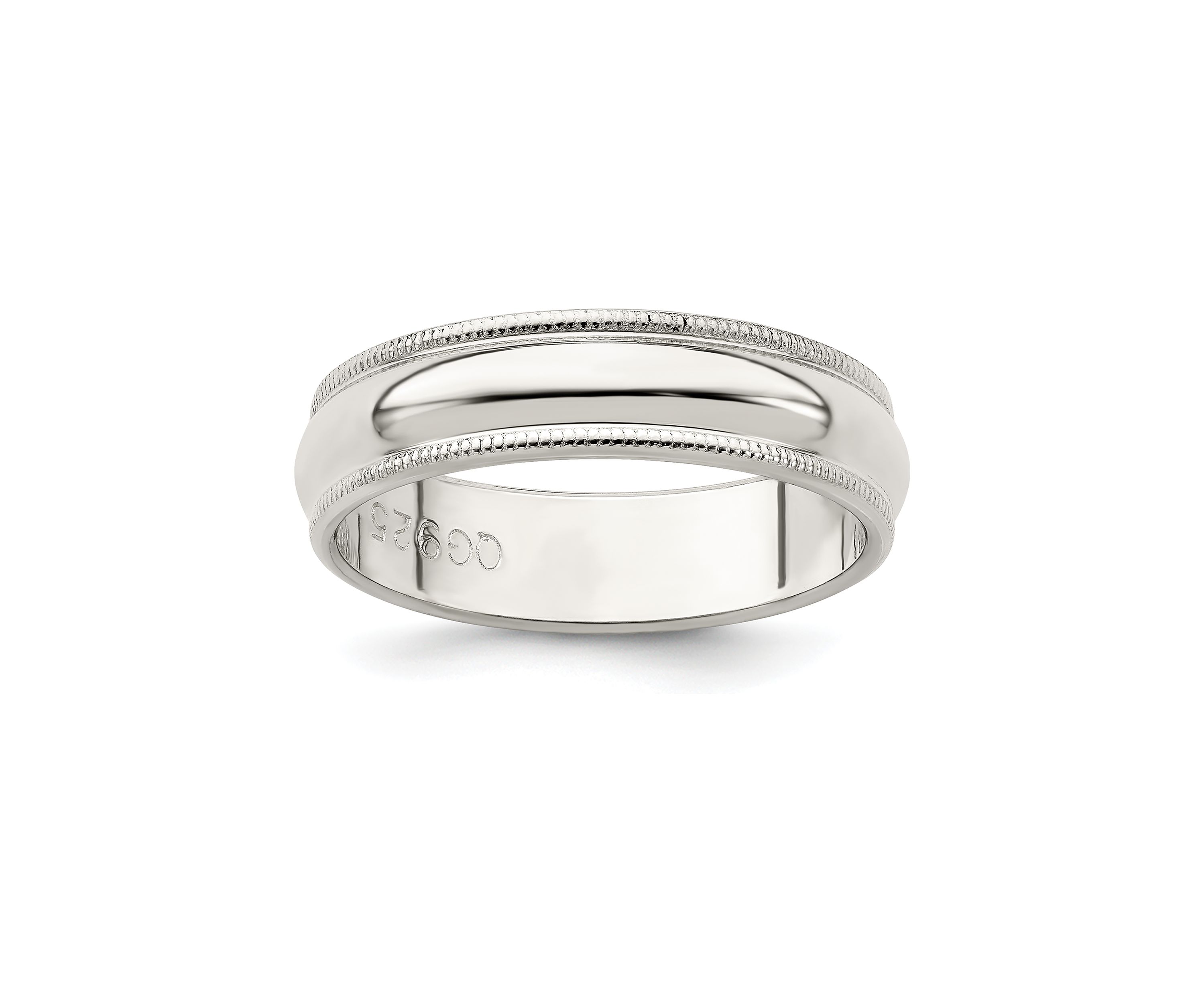 Sterling Silver Half Round Milgrain Band