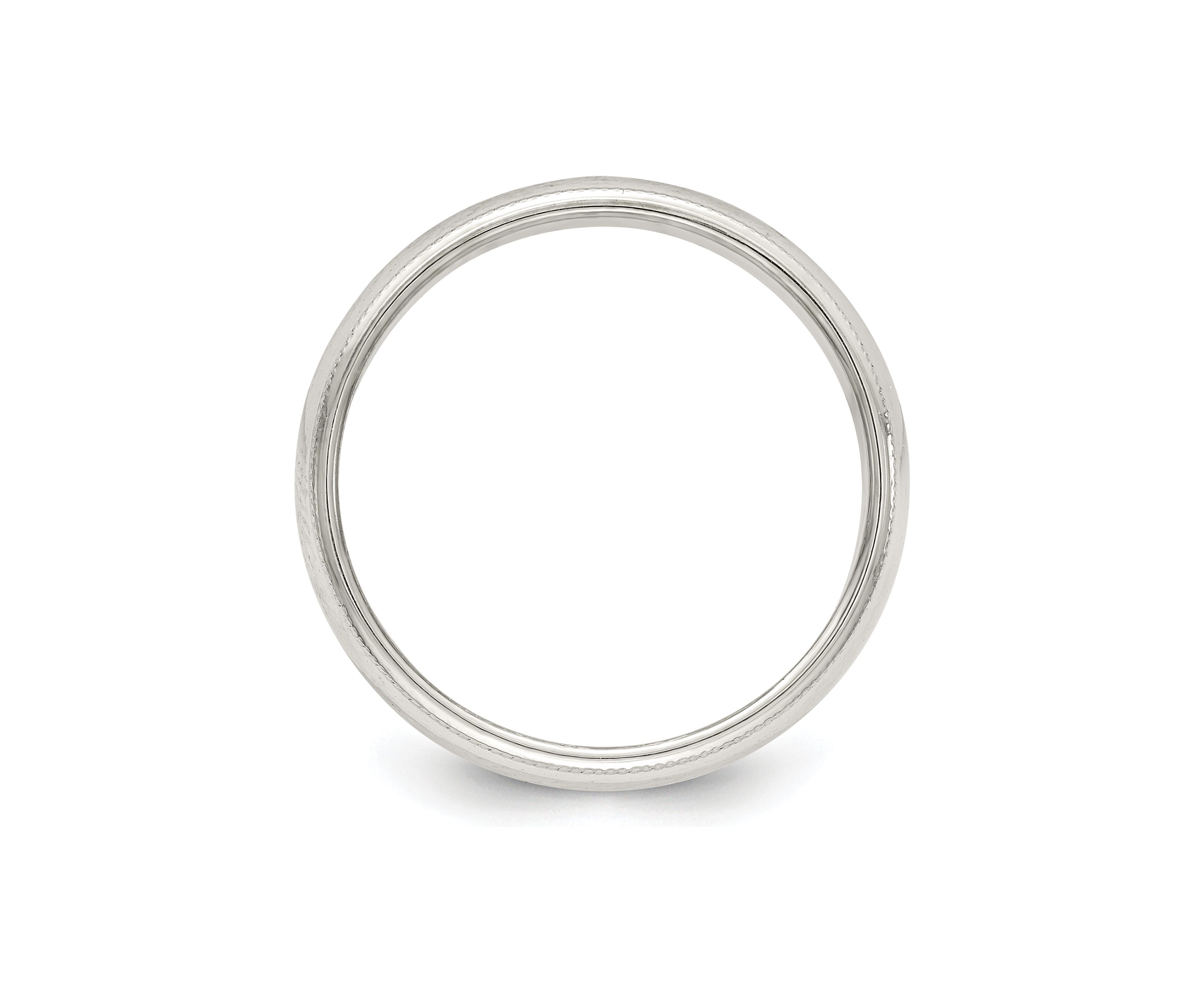 Sterling Silver Half Round Milgrain Band