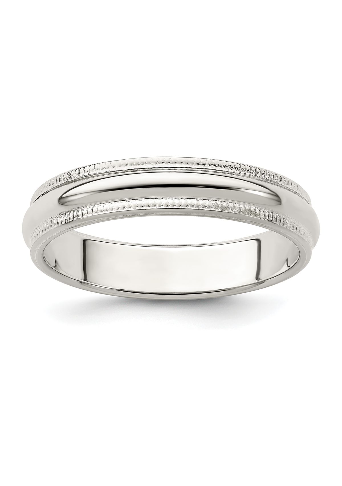 Sterling Silver Half Round Milgrain Band