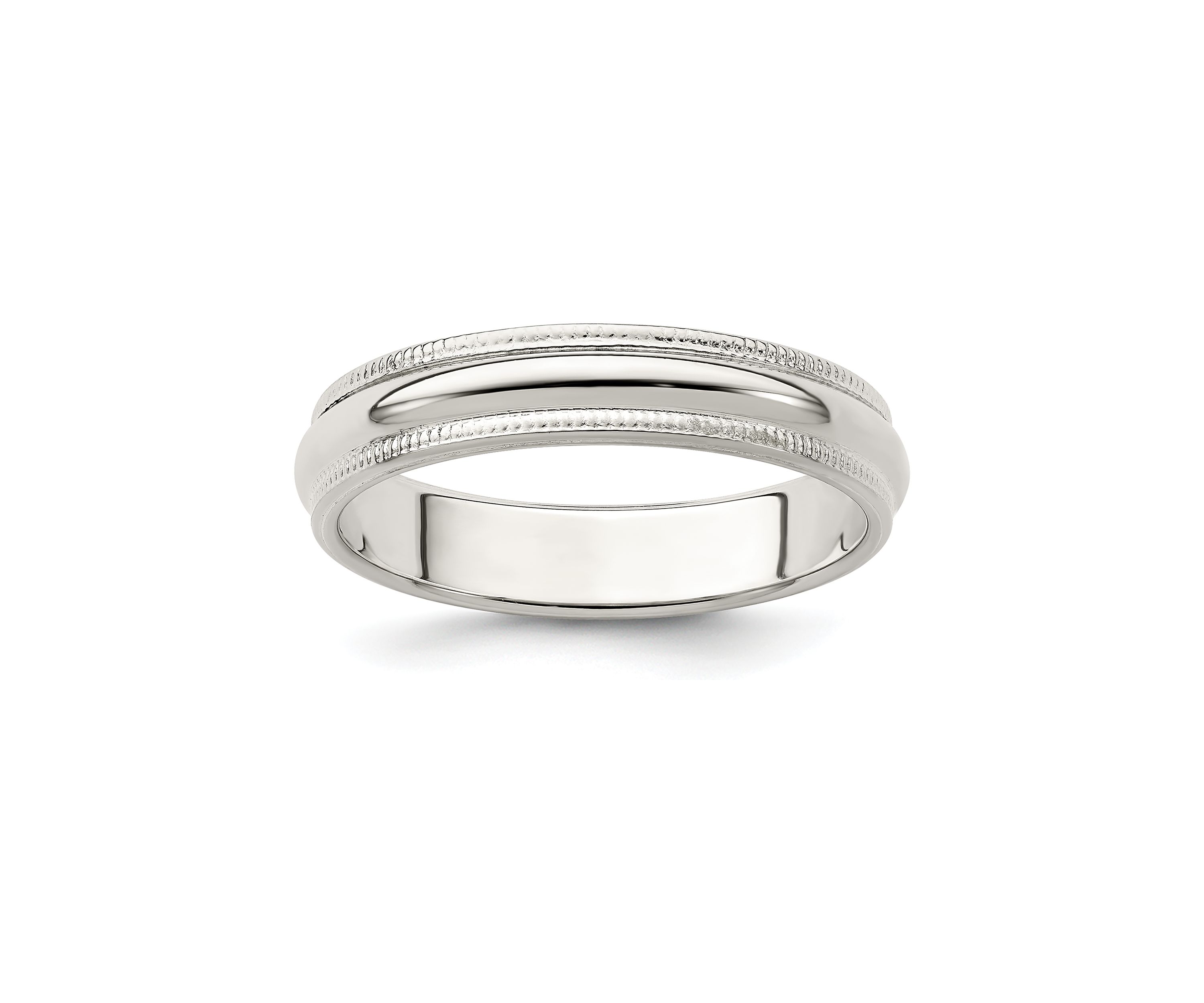 Sterling Silver Half Round Milgrain Band