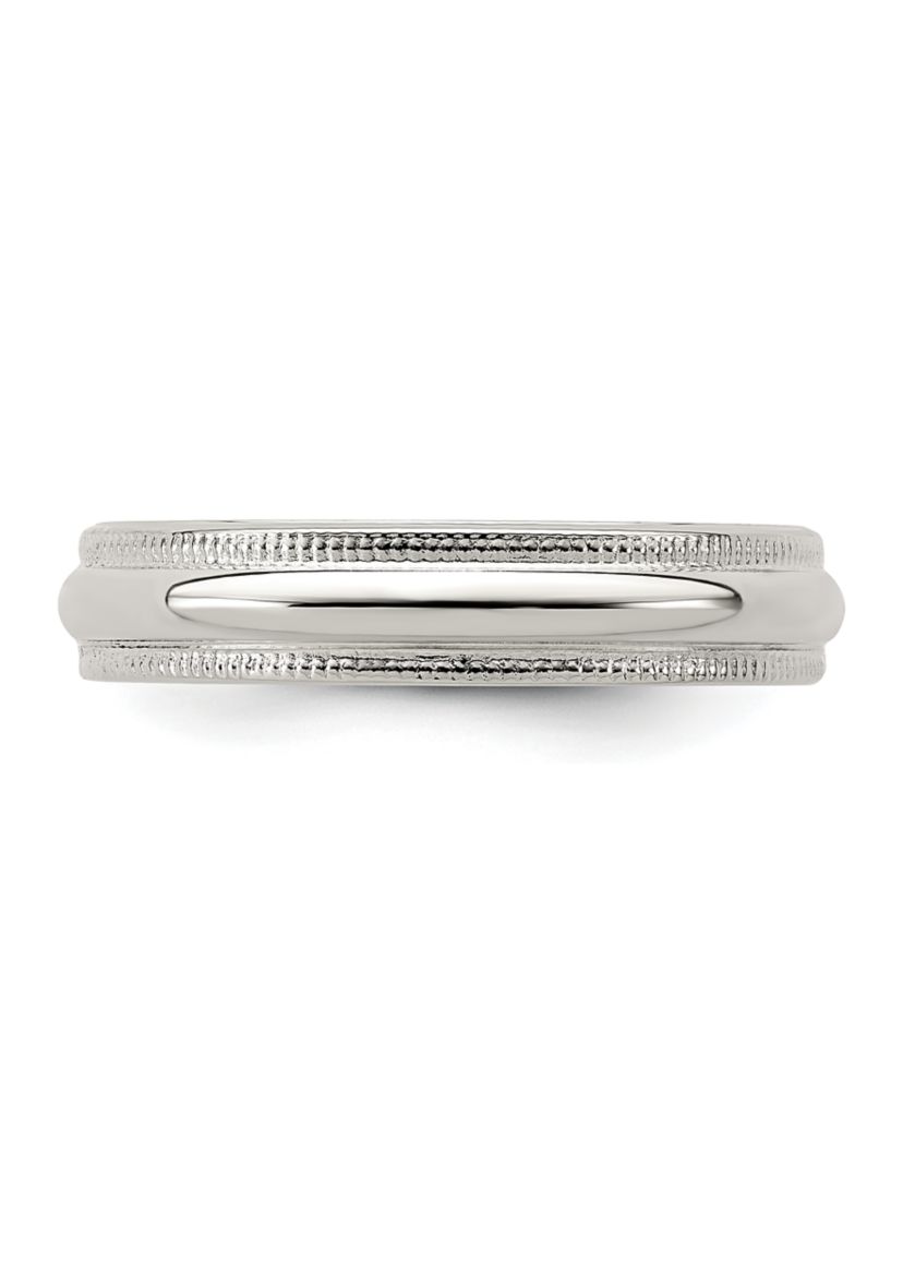 Sterling Silver Half Round Milgrain Band