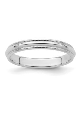 Belk & Co Men's Sterling Silver Rhodium-Plated Half Round Milgrain Band