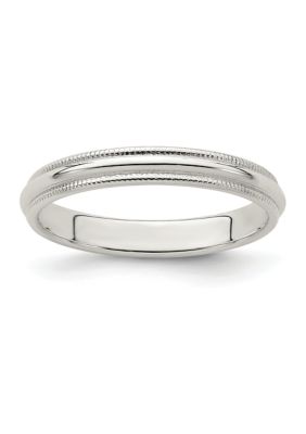 Belk & Co Men's Sterling Silver Half Round Milgrain Band, White, 8