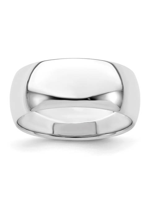 Sterling Silver Rhodium-Plated Half-Round Band