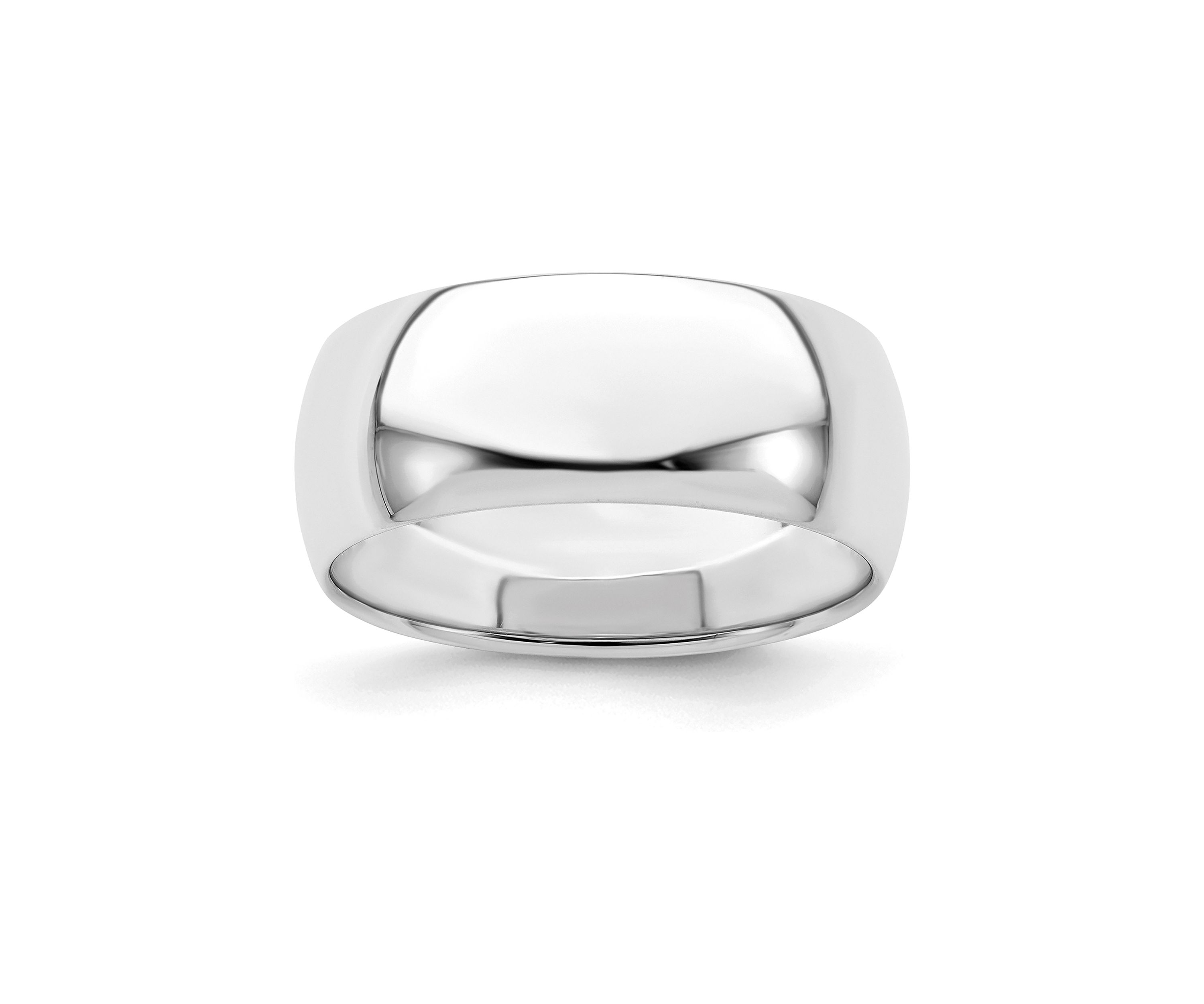 Sterling Silver Rhodium-Plated Half-Round Band