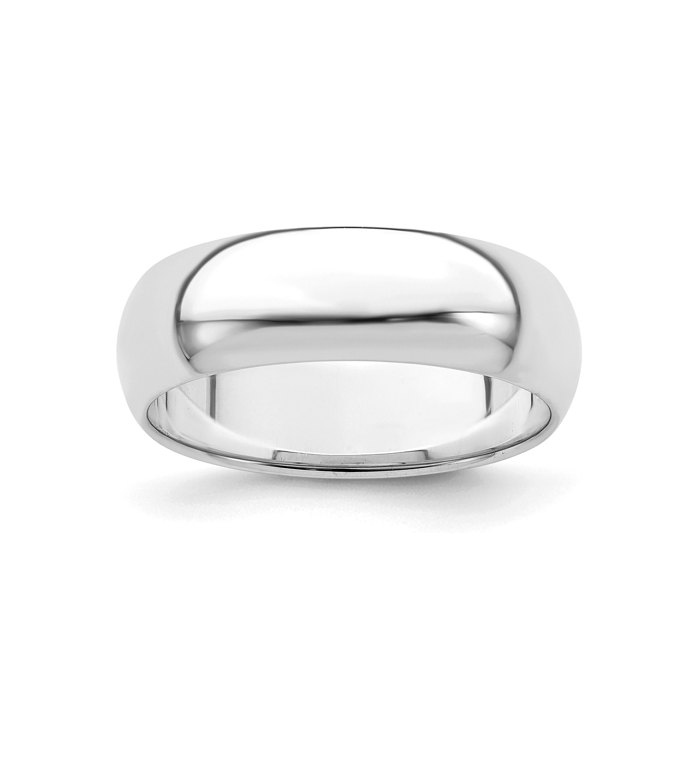 Sterling Silver Rhodium-plated 6 Millimeter Half-Round Band