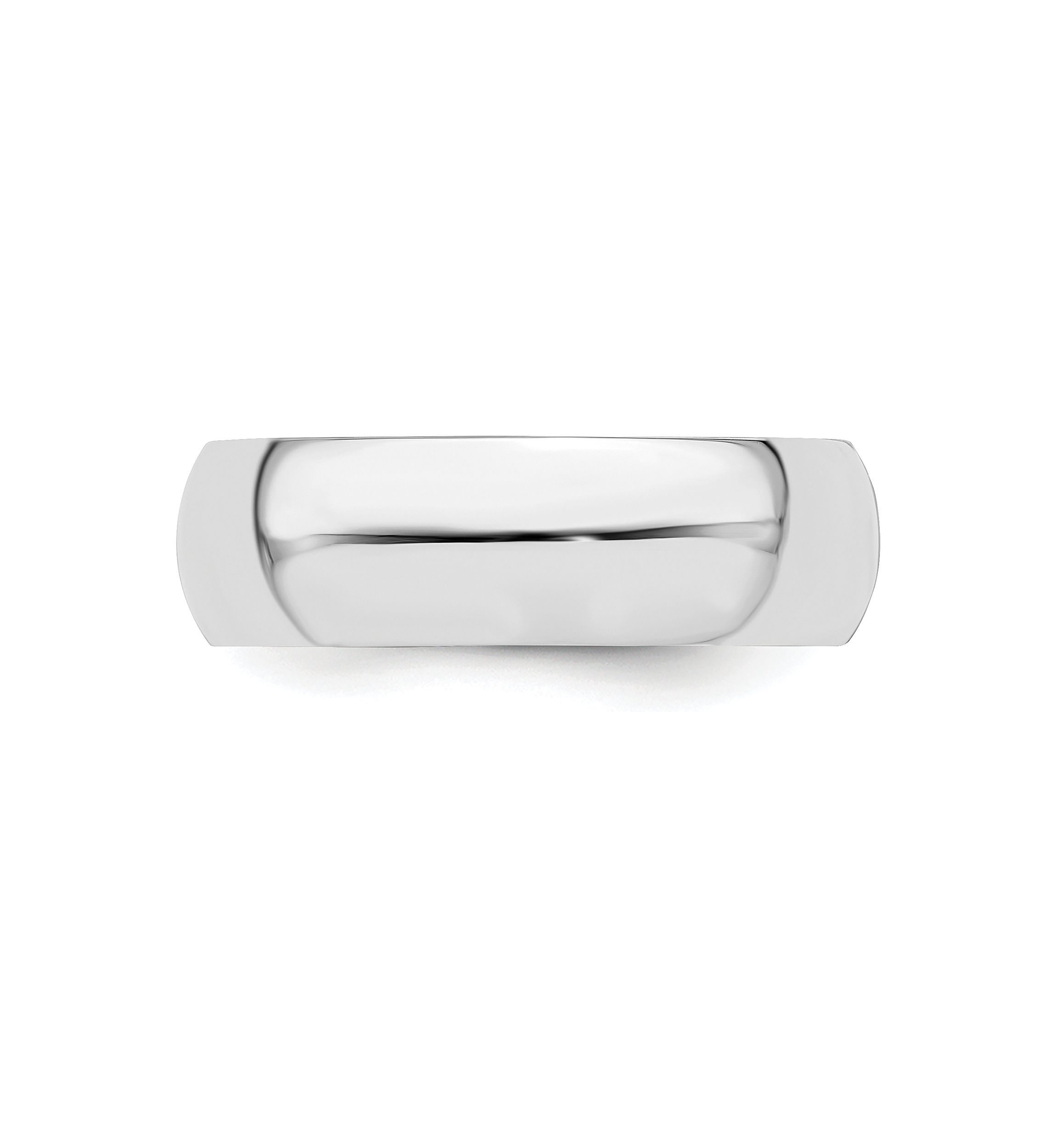 Sterling Silver Rhodium-plated 6 Millimeter Half-Round Band
