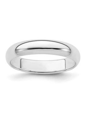 Belk & Co Men's Sterling Silver Rhodium-Plated Half-Round Band, White, 8