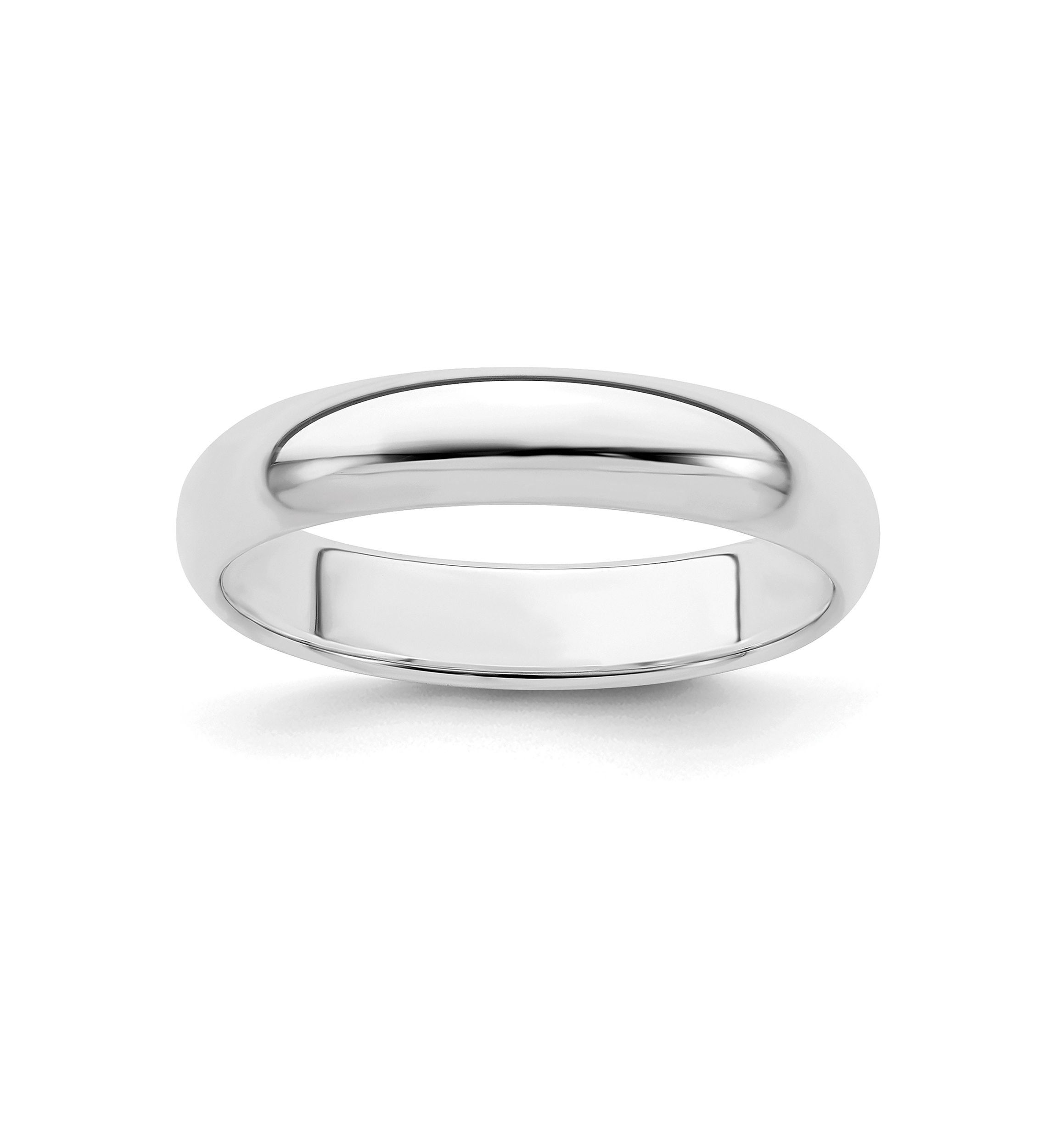 Sterling Silver Rhodium-Plated Half-Round Band