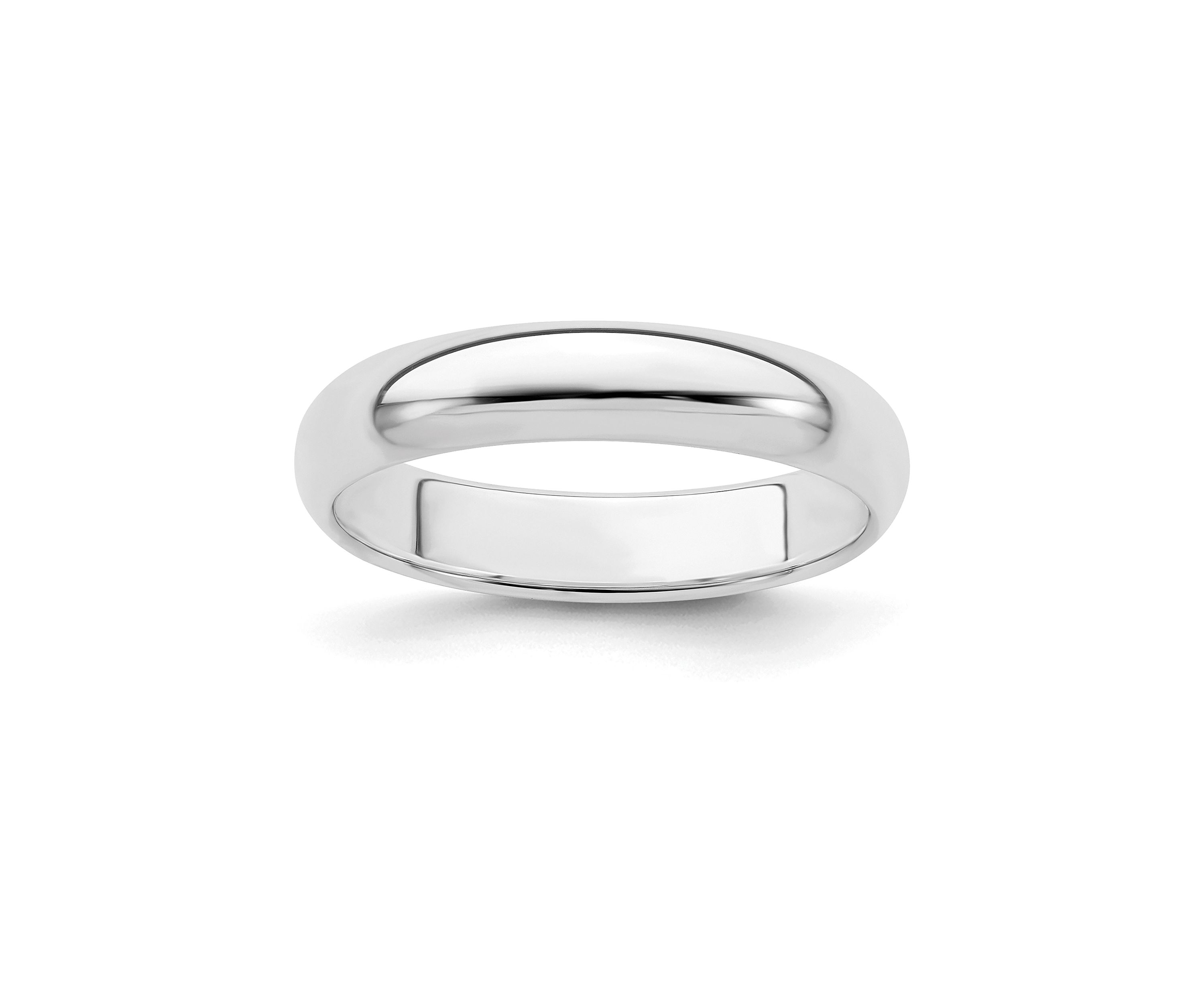 Sterling Silver Rhodium-Plated Half-Round Band