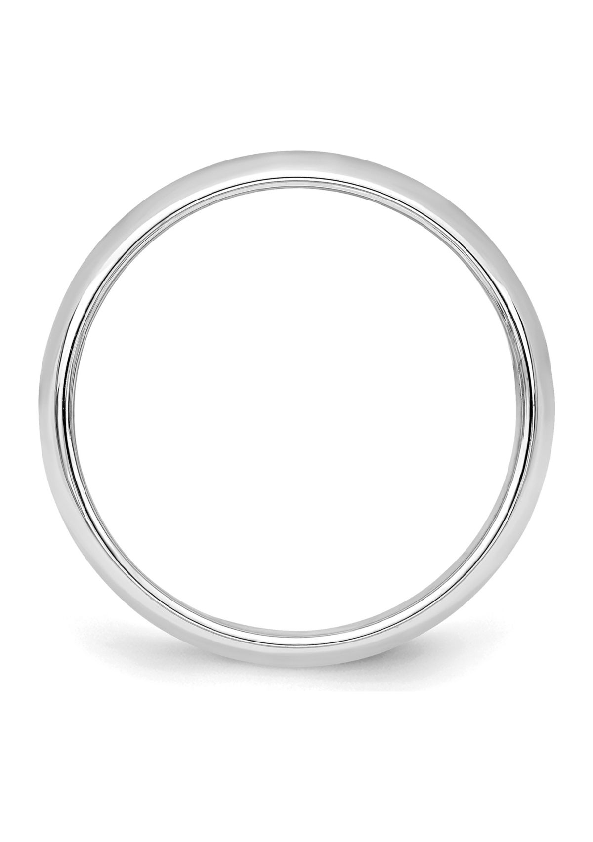 Sterling Silver Rhodium-Plated Half-Round Band