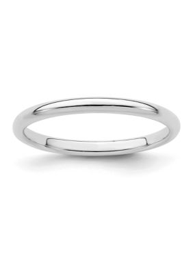 Belk & Co Men's Sterling Silver Rhodium-Plated Half-Round Band