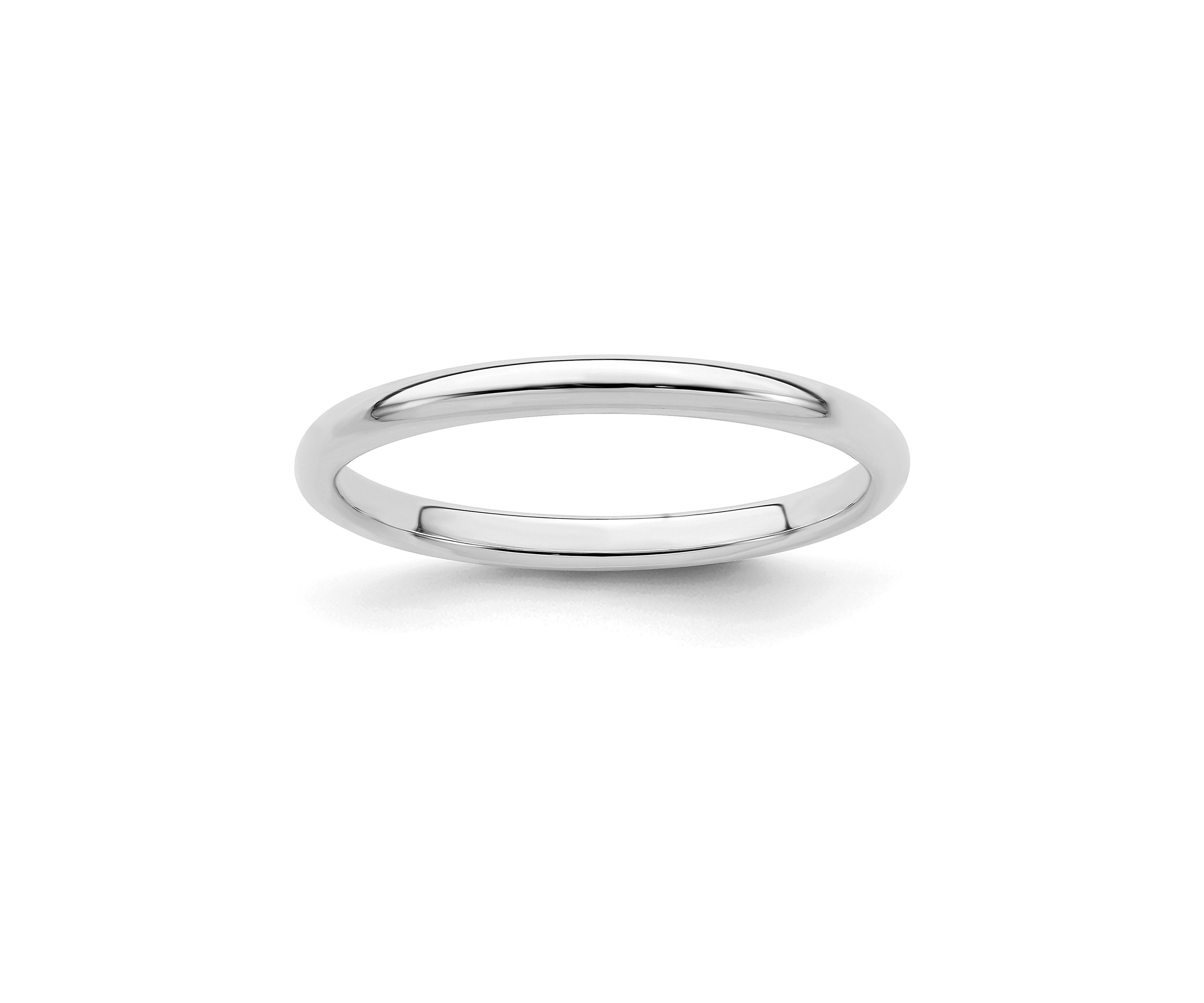 Sterling Silver Rhodium-Plated Half-Round Band