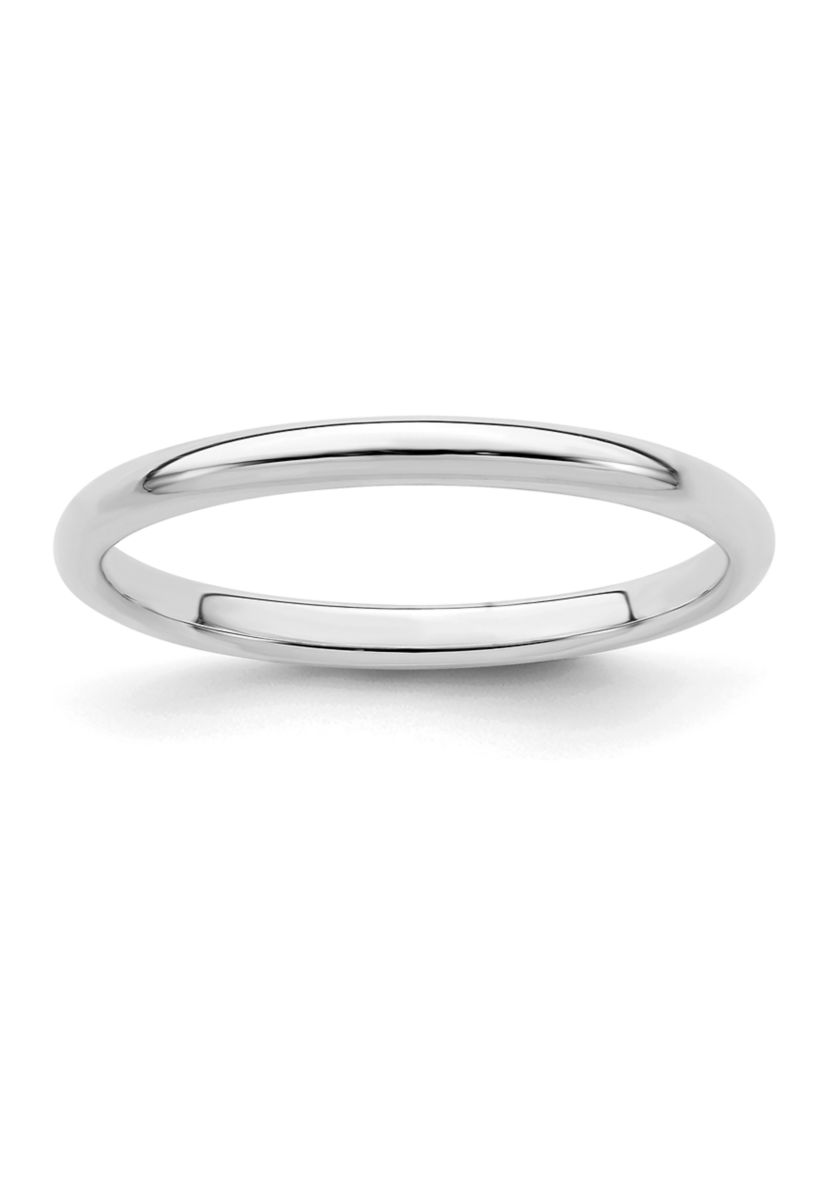 Sterling Silver Rhodium-Plated Half-Round Band