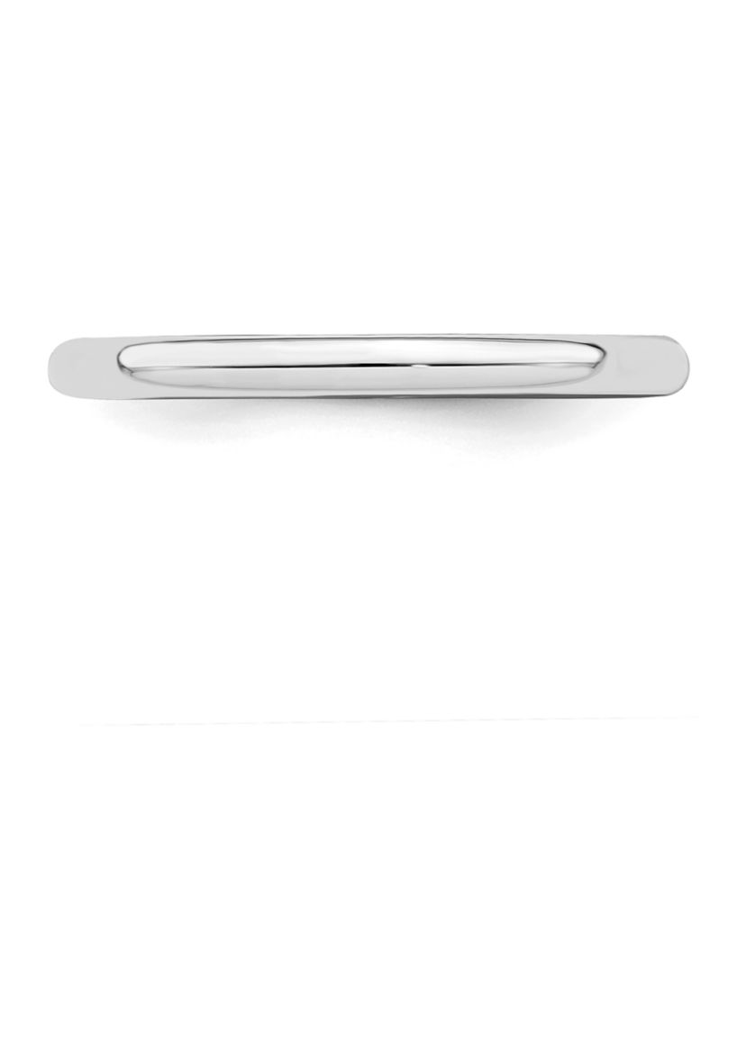 Sterling Silver Rhodium-Plated Half-Round Band