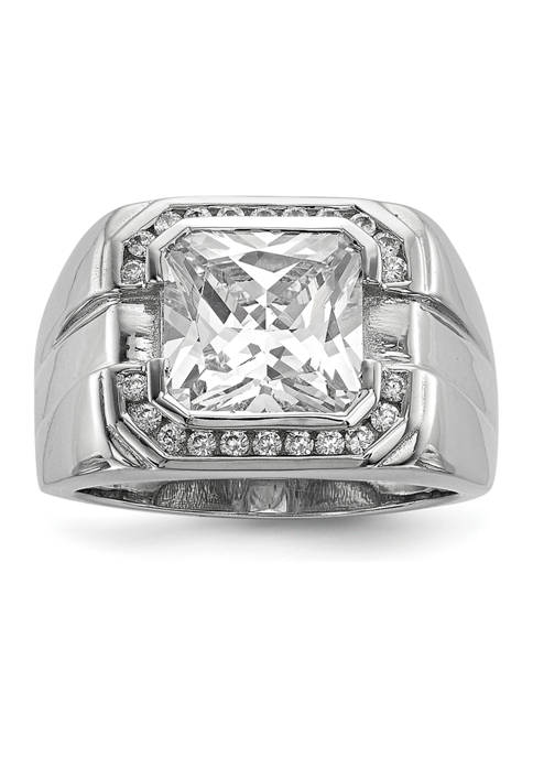 Belk & Co. Mens Sterling Silver Rhodium-Plated Cubic
