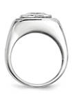 Mens Sterling Silver Rhodium-Plated Cubic Zirconia Ring