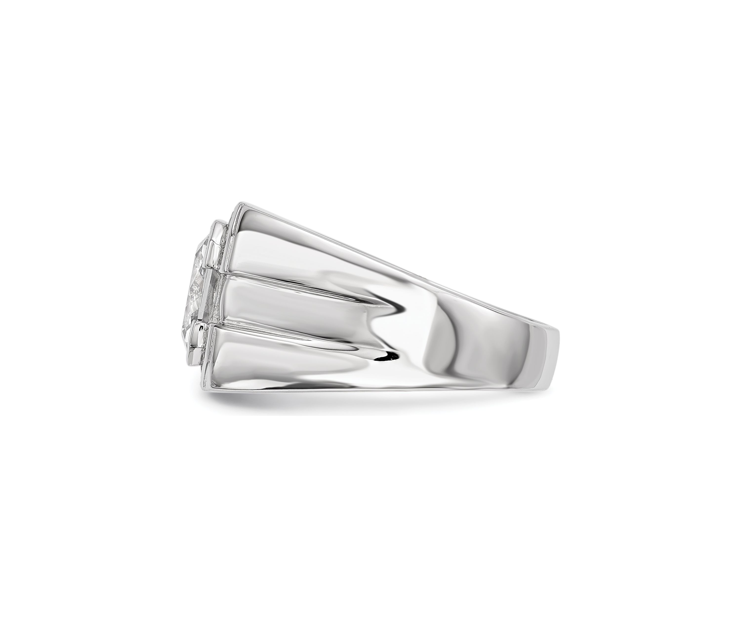 Mens Sterling Silver Rhodium-Plated Cubic Zirconia Ring
