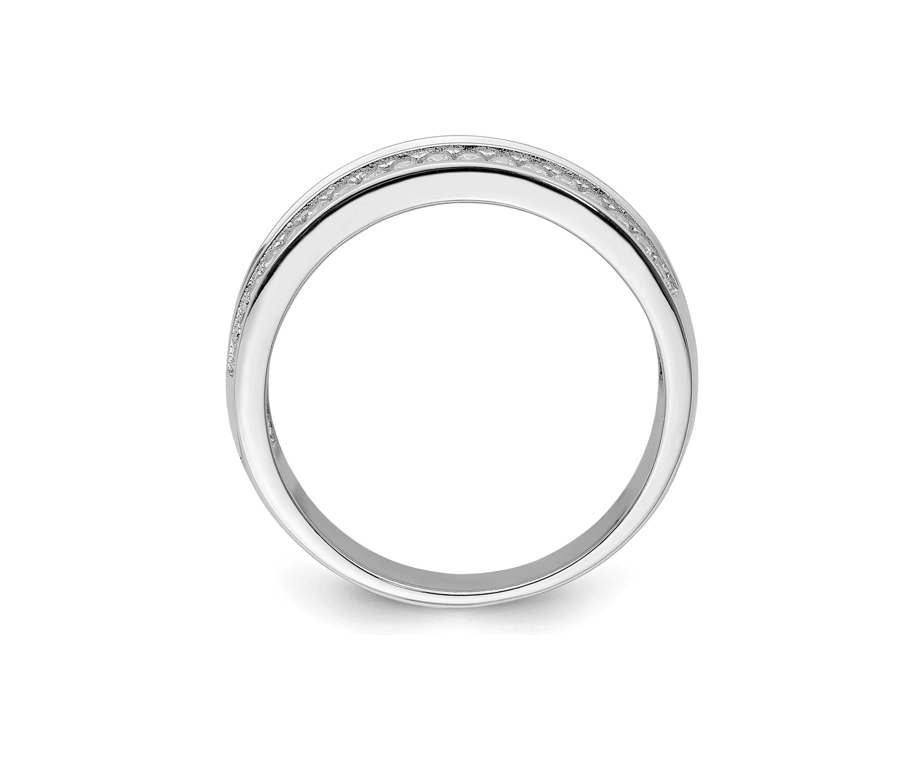 Mens Sterling Silver Rhodium-Plated and Cubic Zirconia Ring