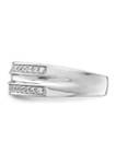 Mens Sterling Silver Rhodium-Plated and Cubic Zirconia Ring