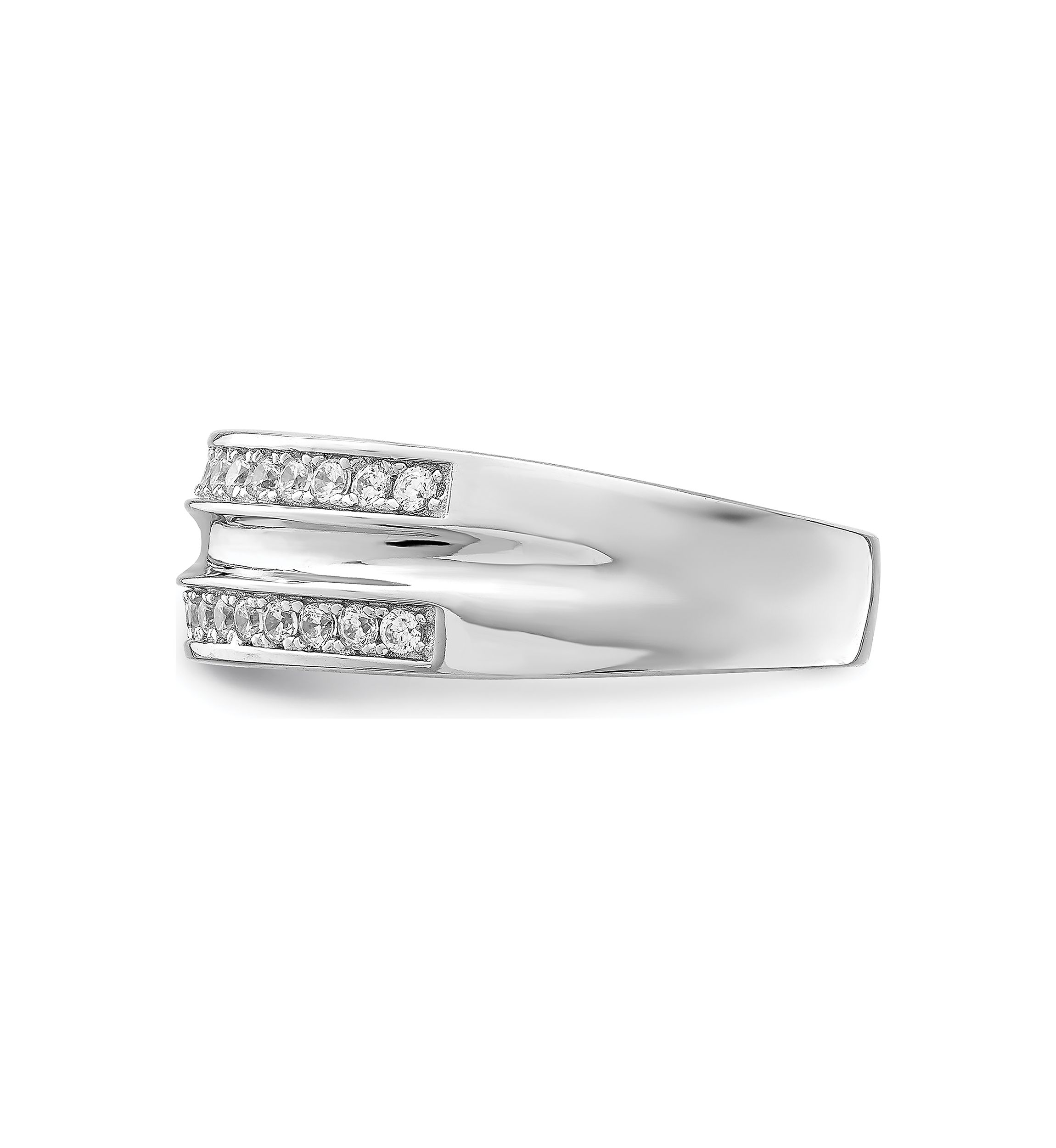 Mens Sterling Silver Rhodium-Plated and Cubic Zirconia Ring
