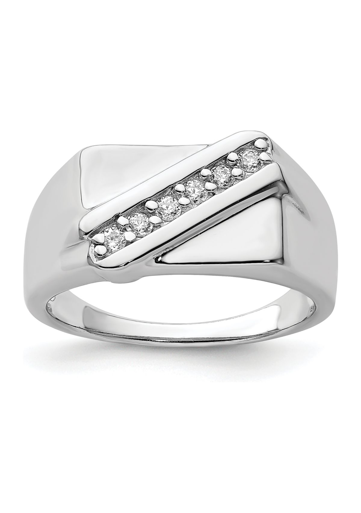 Sterling Silver Rhodium-Plated Fancy Cubic Zirconia Ring
