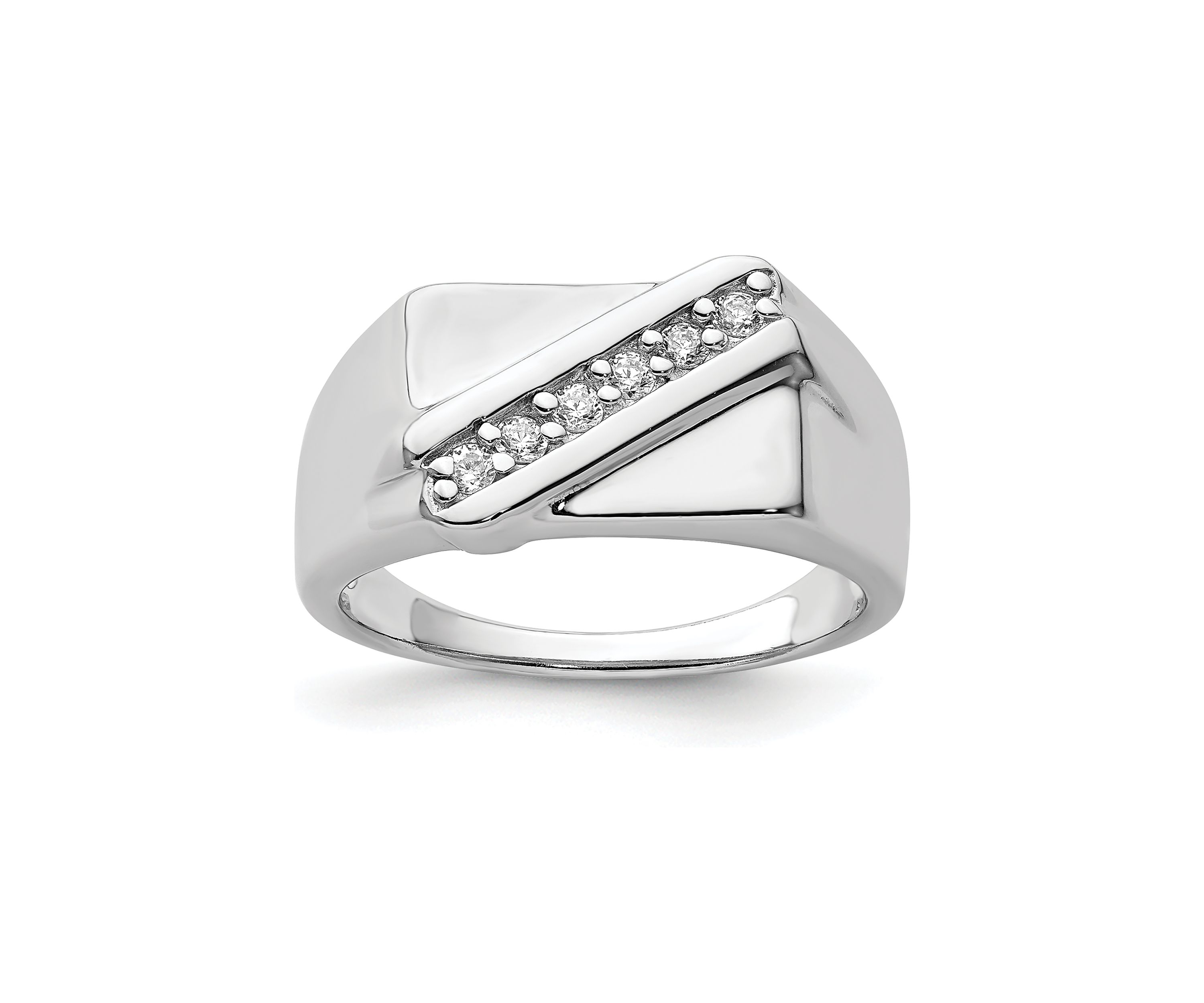 Sterling Silver Rhodium-Plated Fancy Cubic Zirconia Ring