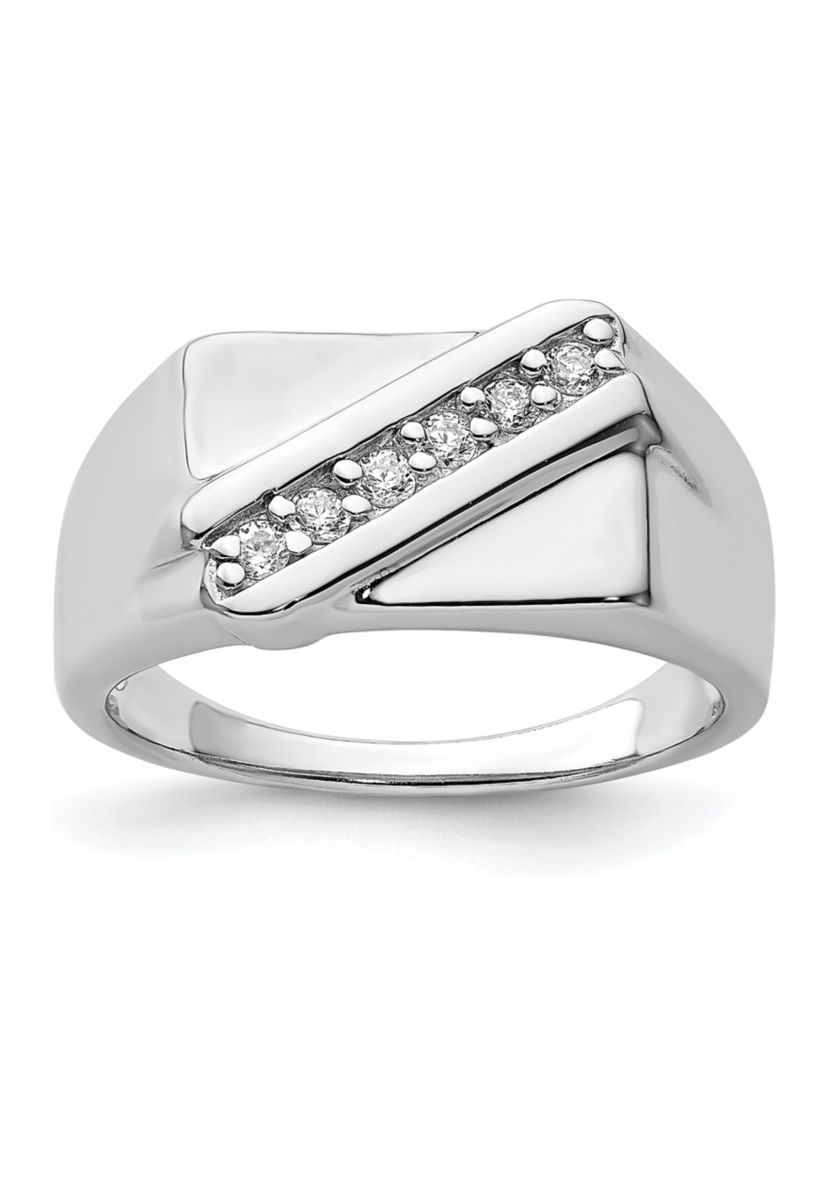 Sterling Silver Rhodium-Plated Fancy Cubic Zirconia Ring