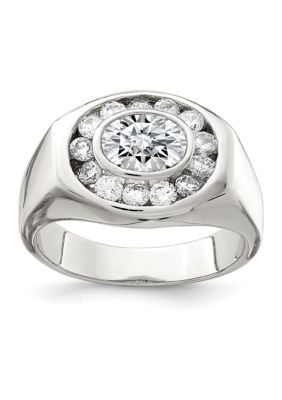 Belk & Co Men's Sterling Silver Cubic Zirconia Ring, White, 11