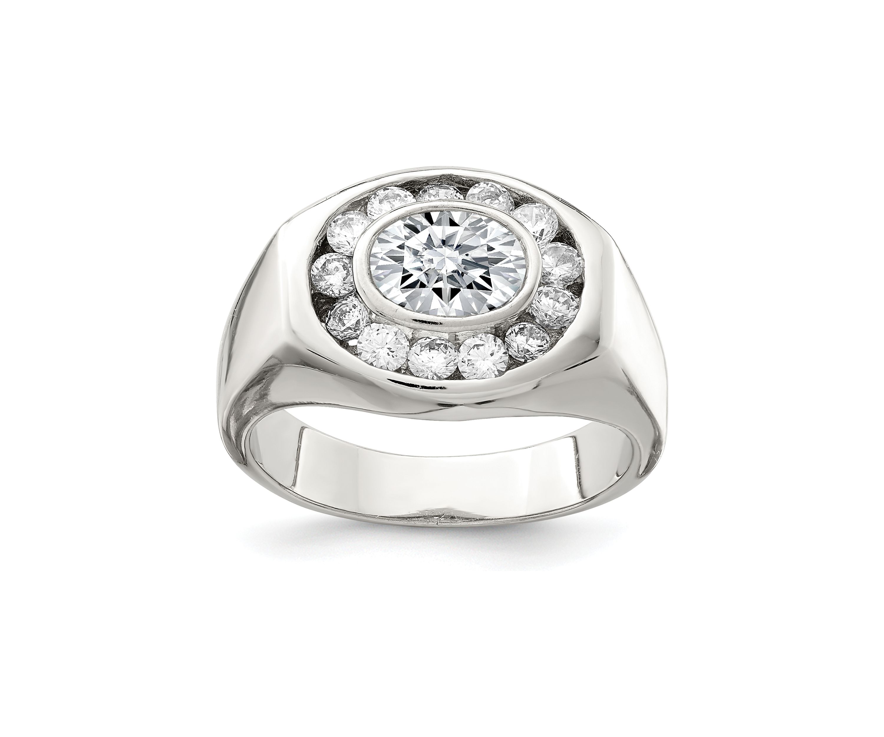 Mens Sterling Silver Cubic Zirconia Ring