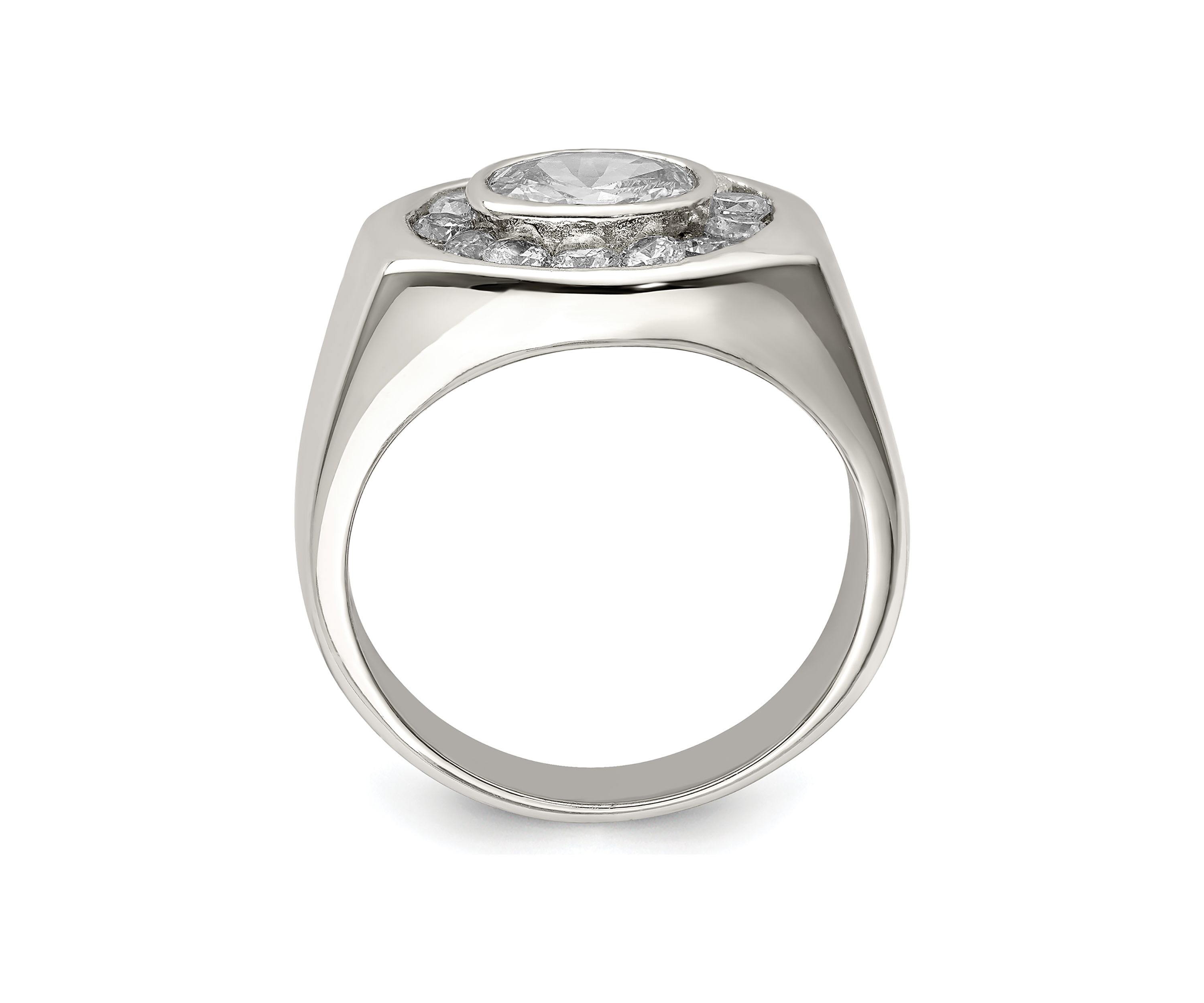 Mens Sterling Silver Cubic Zirconia Ring