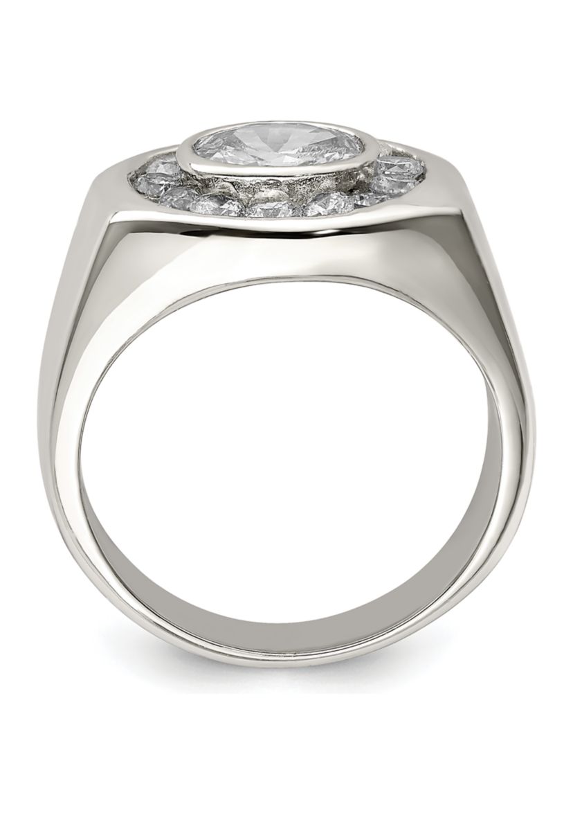 Mens Sterling Silver Cubic Zirconia Ring