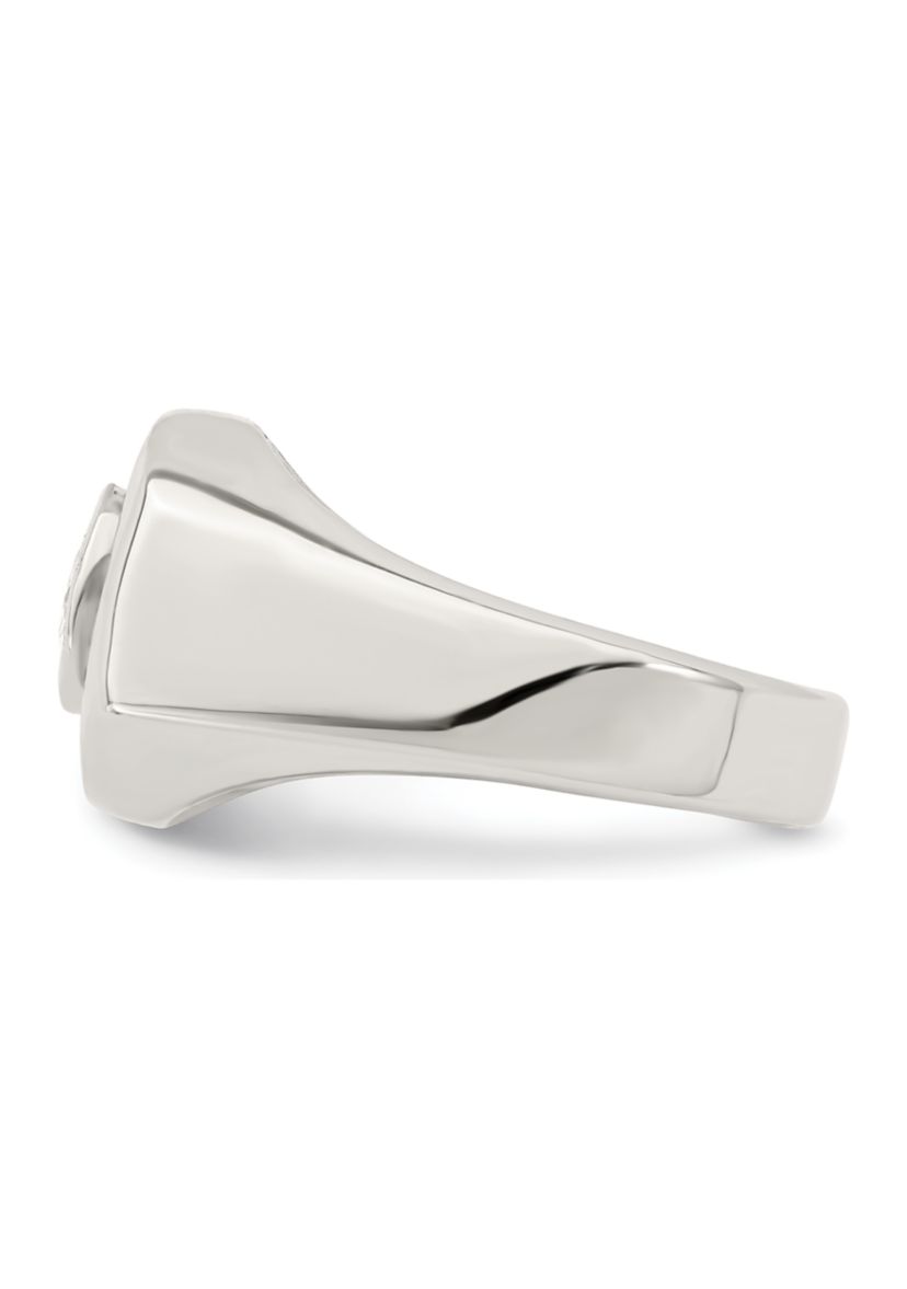 Mens Sterling Silver Cubic Zirconia Ring