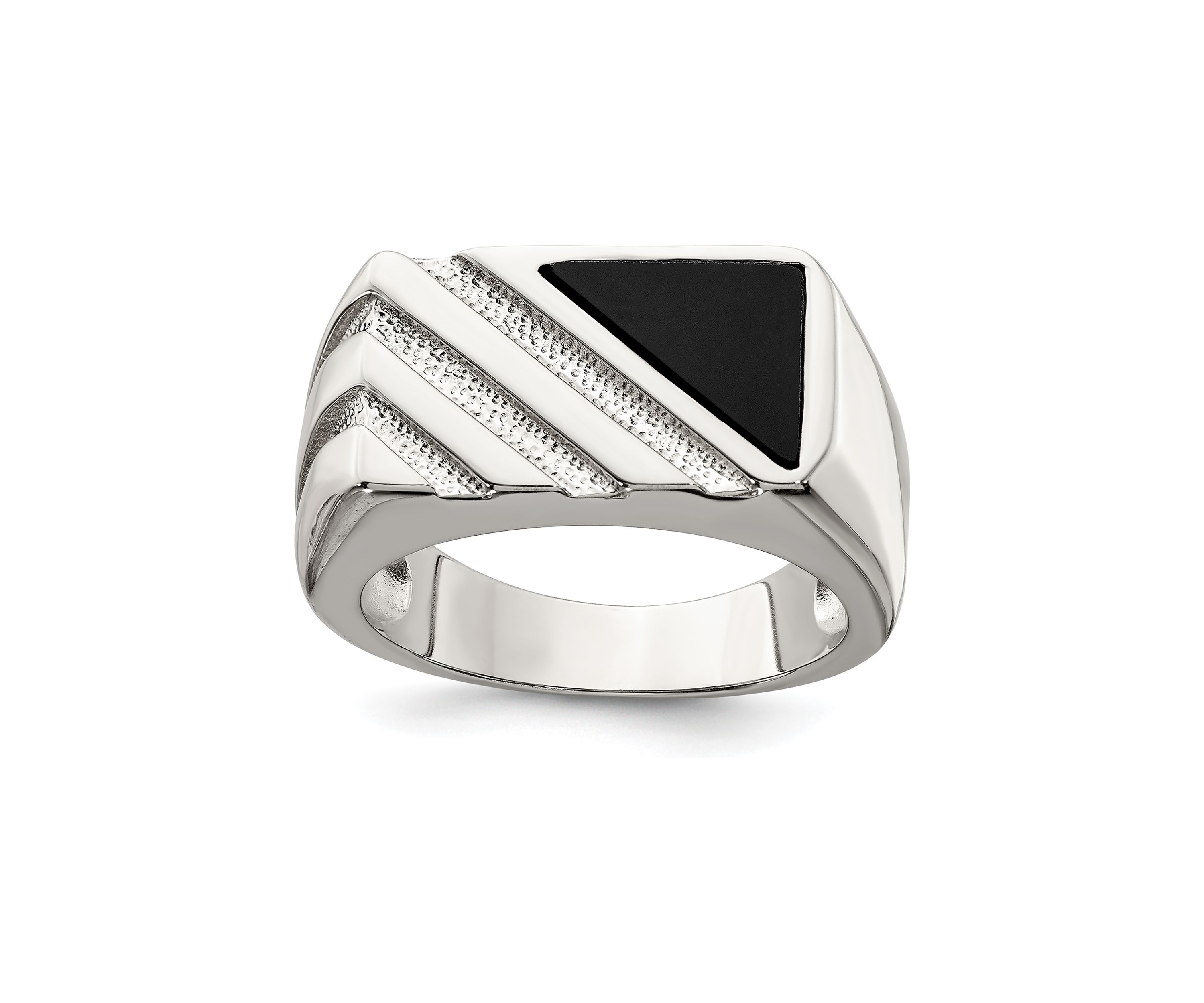 Mens Sterling Silver Onyx Ring