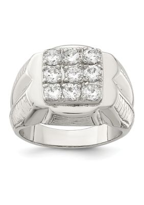 Belk & Co. Polished Square Cubic Zirconia Ring in Stainless Steel | belk