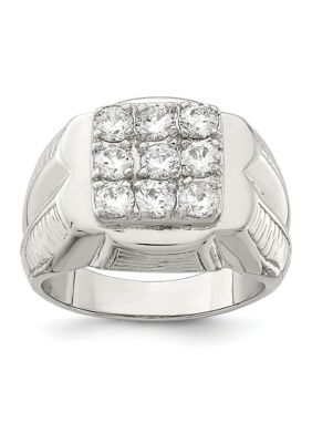 Belk & Co Men's Sterling Silver Cubic Zirconia Ring, White, 10