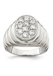 Mens Sterling Silver Cubic Zirconia Ring