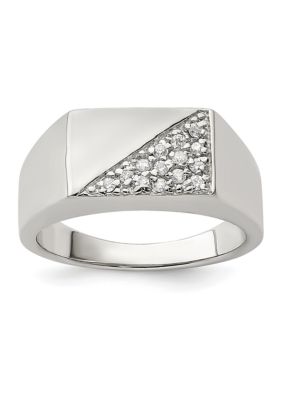 Belk & Co. Polished Square Cubic Zirconia Ring in Stainless Steel | belk