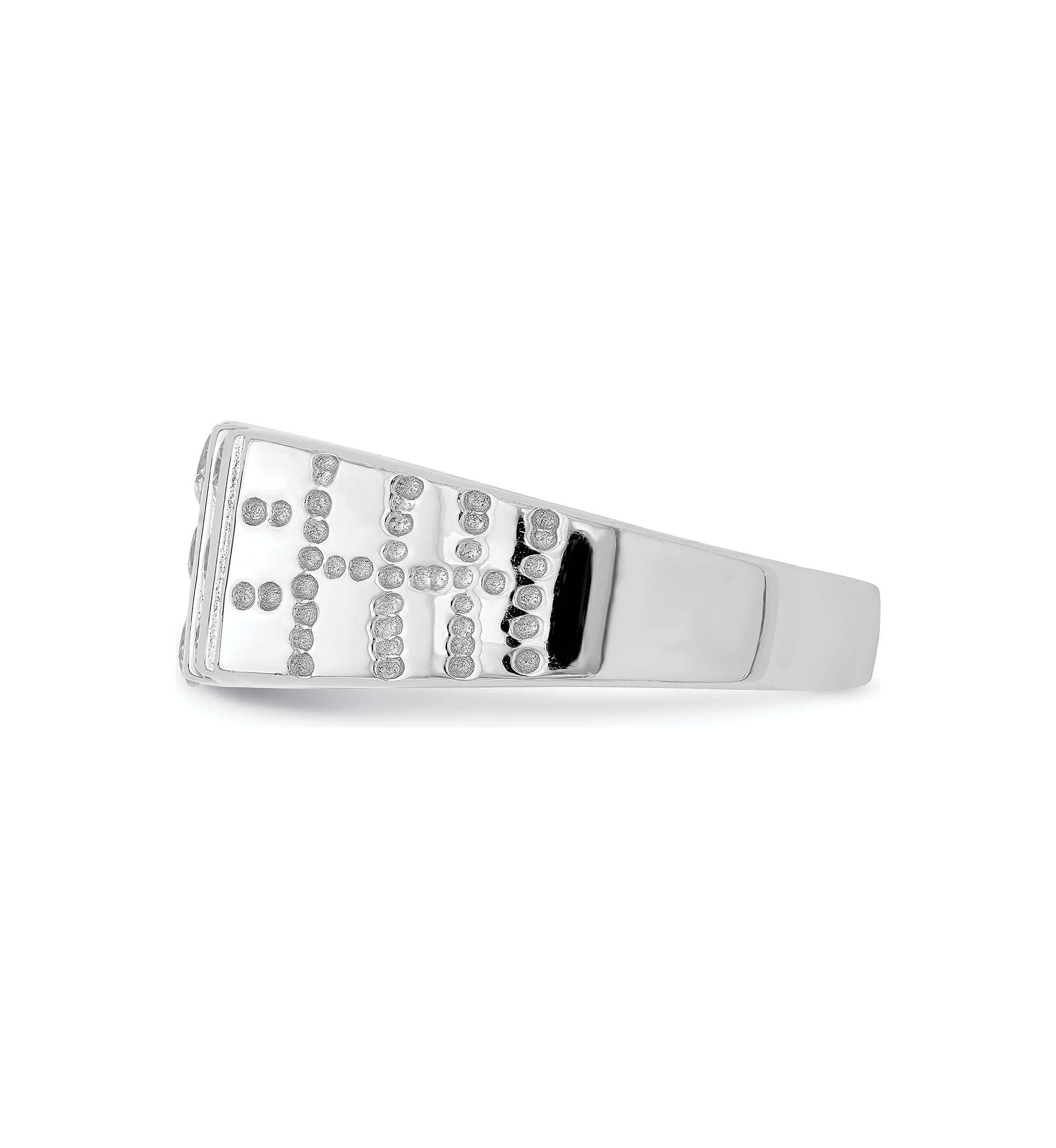 Mens Sterling Silver Rhodium-Plated Cubic Zirconia Ring