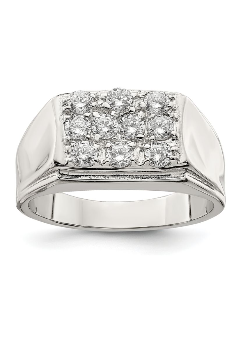 Mens Sterling Silver Cubic Zirconia Ring