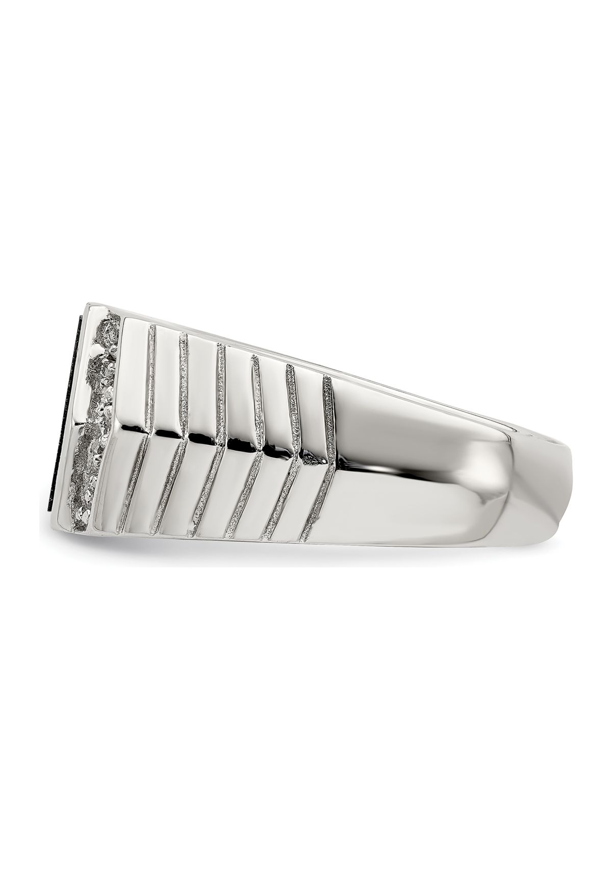 Mens Sterling Silver Cubic Zirconia and Onyx Ring