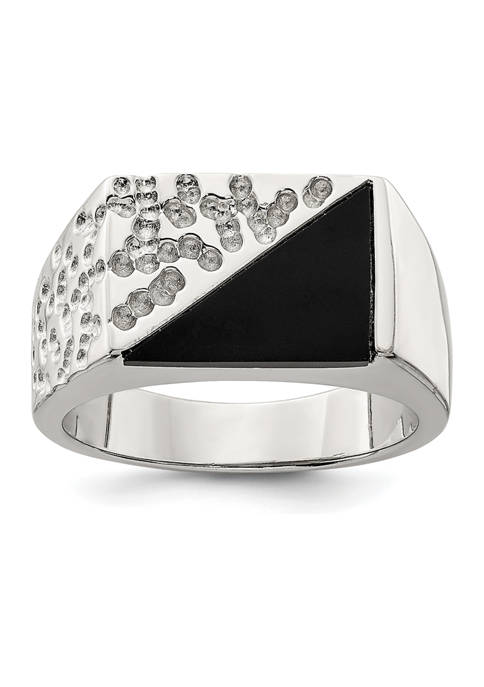 Mens Sterling Silver Onyx Ring