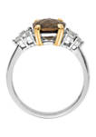 3.39 ct. t.w. Smoky Quartz and White Topaz Ring in Sterling Silver and 14K Gold True Two-Tone Accent