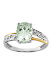 1.91 ct. t.w. Green Quartz and 1/10 ct. t.w. Diamond Ring in Sterling Silver and 14K True Two Tone Gold