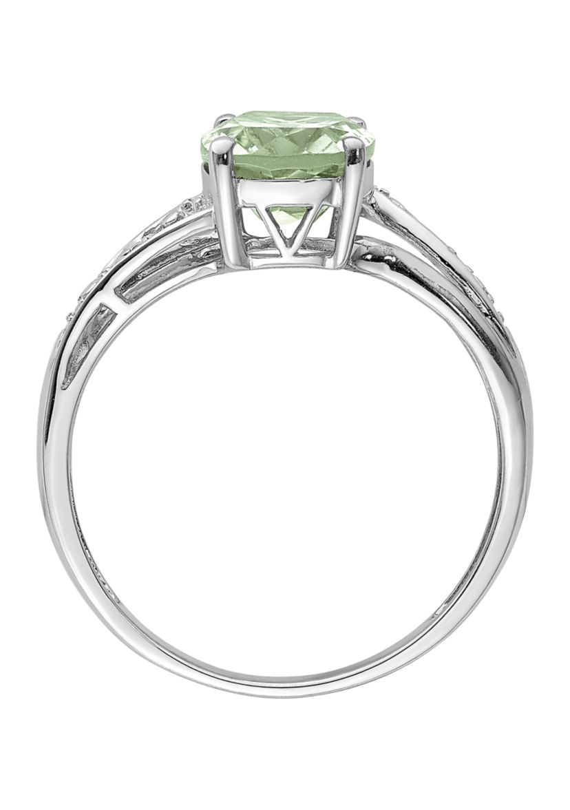1.91 ct. t.w. Green Quartz and 1/10 ct. t.w. Diamond Ring in Sterling Silver and 14K True Two Tone Gold