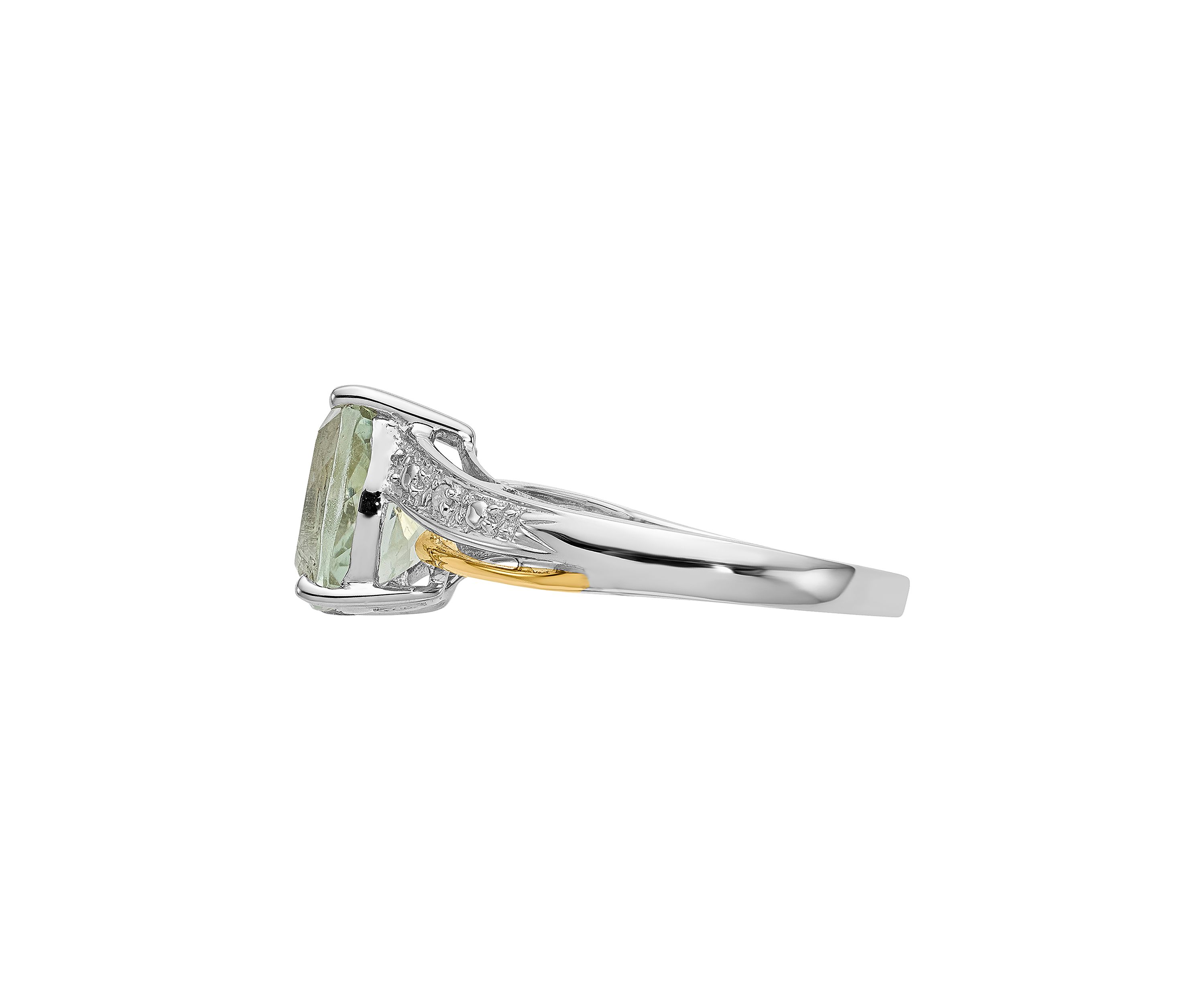 1.91 ct. t.w. Green Quartz and 1/10 ct. t.w. Diamond Ring in Sterling Silver and 14K True Two Tone Gold