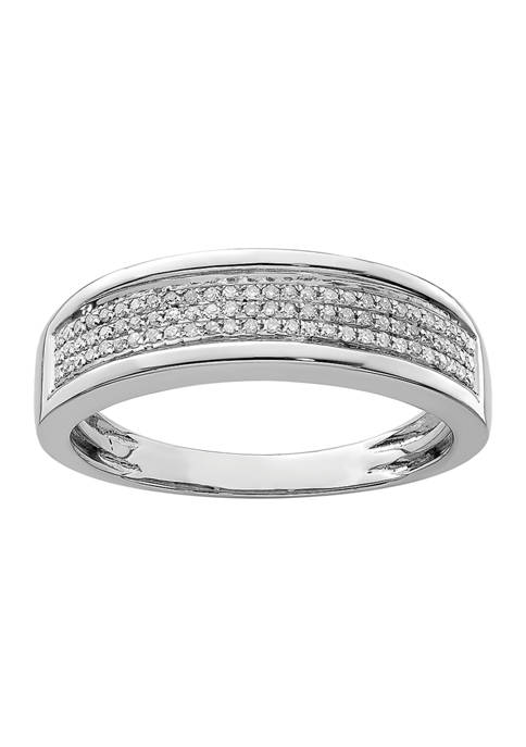 Mens 1/4 ct. t.w. Diamond Band in Rhodium Plated Sterling Silver