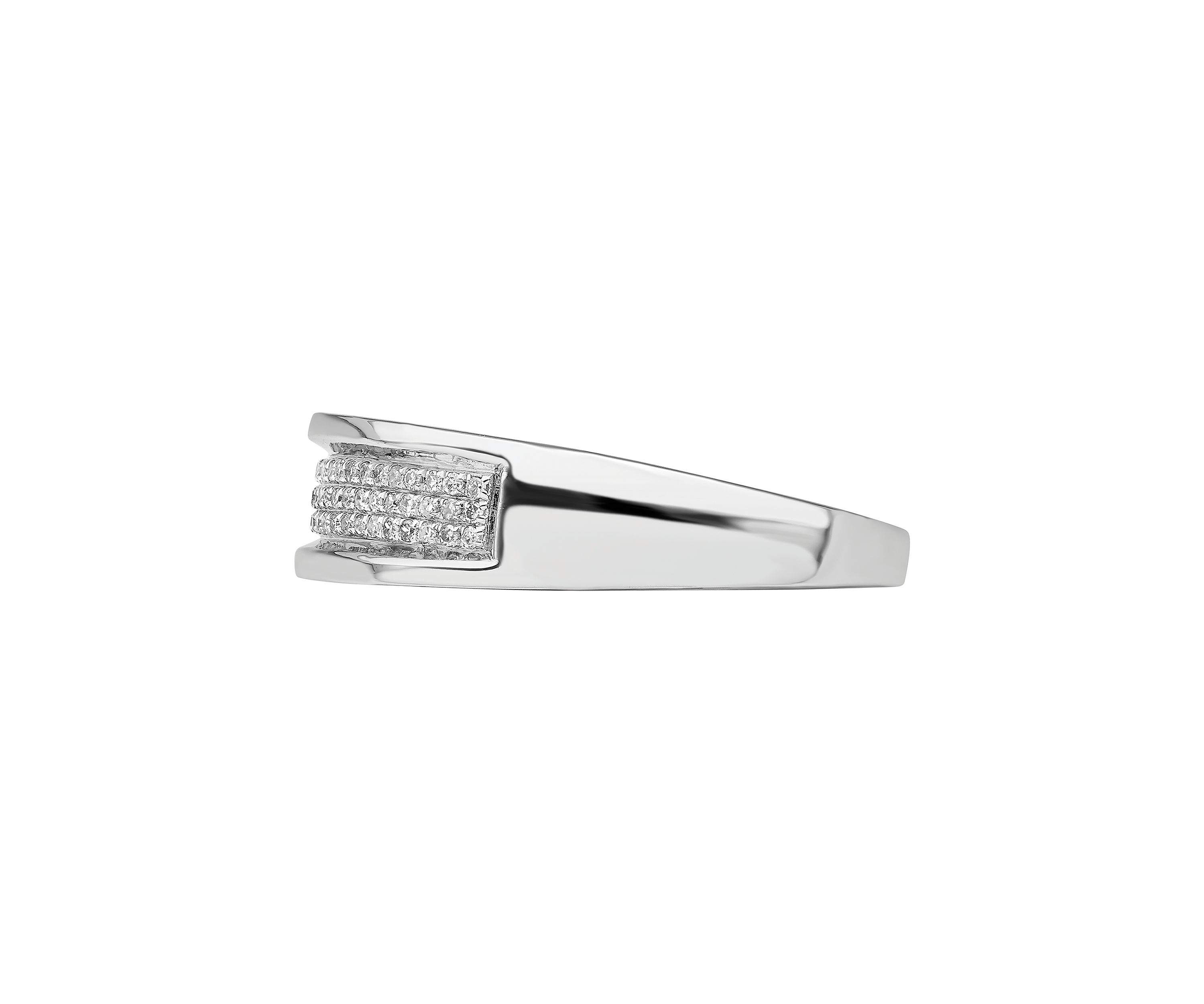 Mens 1/4 ct. t.w. Diamond Band in Rhodium Plated Sterling Silver