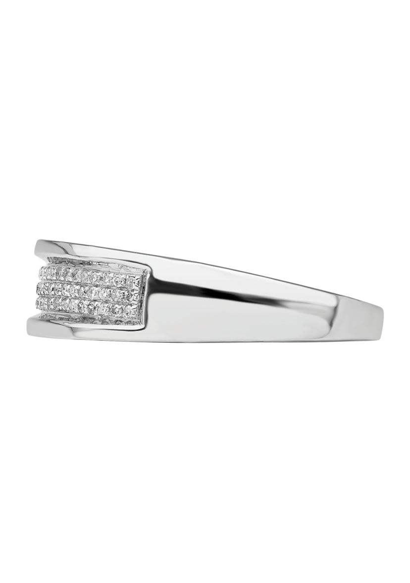Mens 1/4 ct. t.w. Diamond Band in Rhodium Plated Sterling Silver
